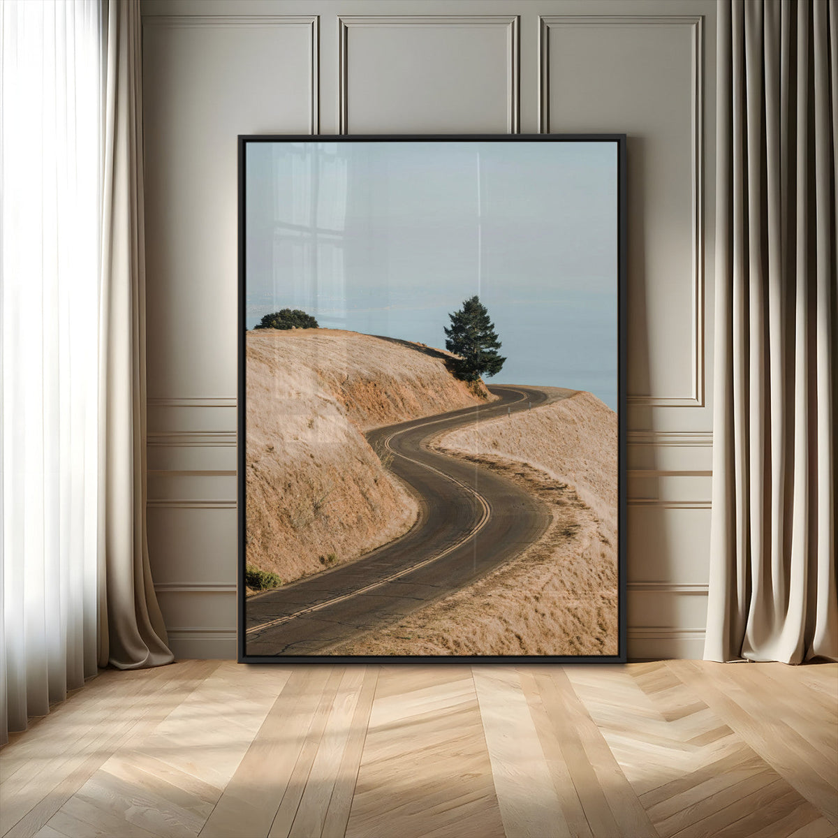 Winding Road Wall Art – Framed Scenic Landscape Canvas