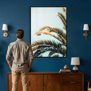 Palm Leaves Wall Art Canvas Print, Minimal Tropical Palm