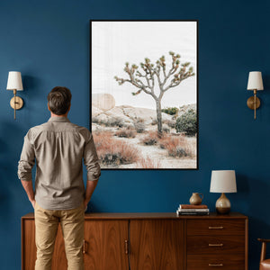 Joshua Tree Desert Wall Art Canvas Print, Minimal Southwest