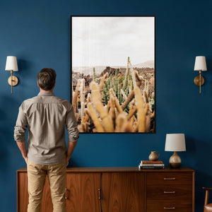 Minimal Desert Cactus Wall Art Canvas Print, Neutral