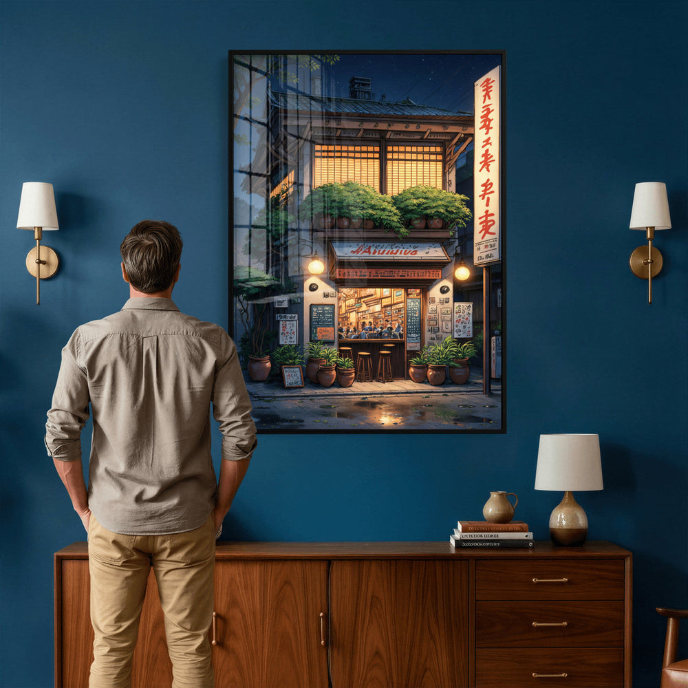 Evening at the Ramen Shop Canvas Wall Art — Japan Night