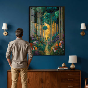 Gustav Klimt Style Forest Canvas Wall Art, Golden Forest