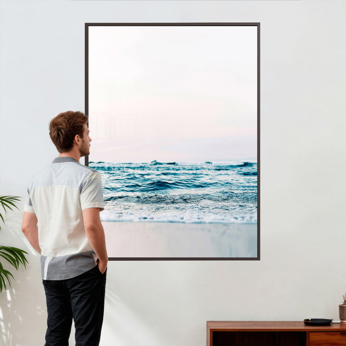 Minimal Ocean Wave Wall Art Canvas Print – Coastal Seascape