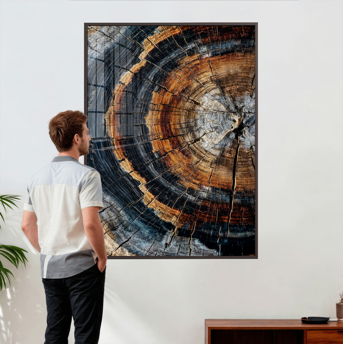 Abstract Wood Grain Canvas Print, Tree Ring Pattern Wall