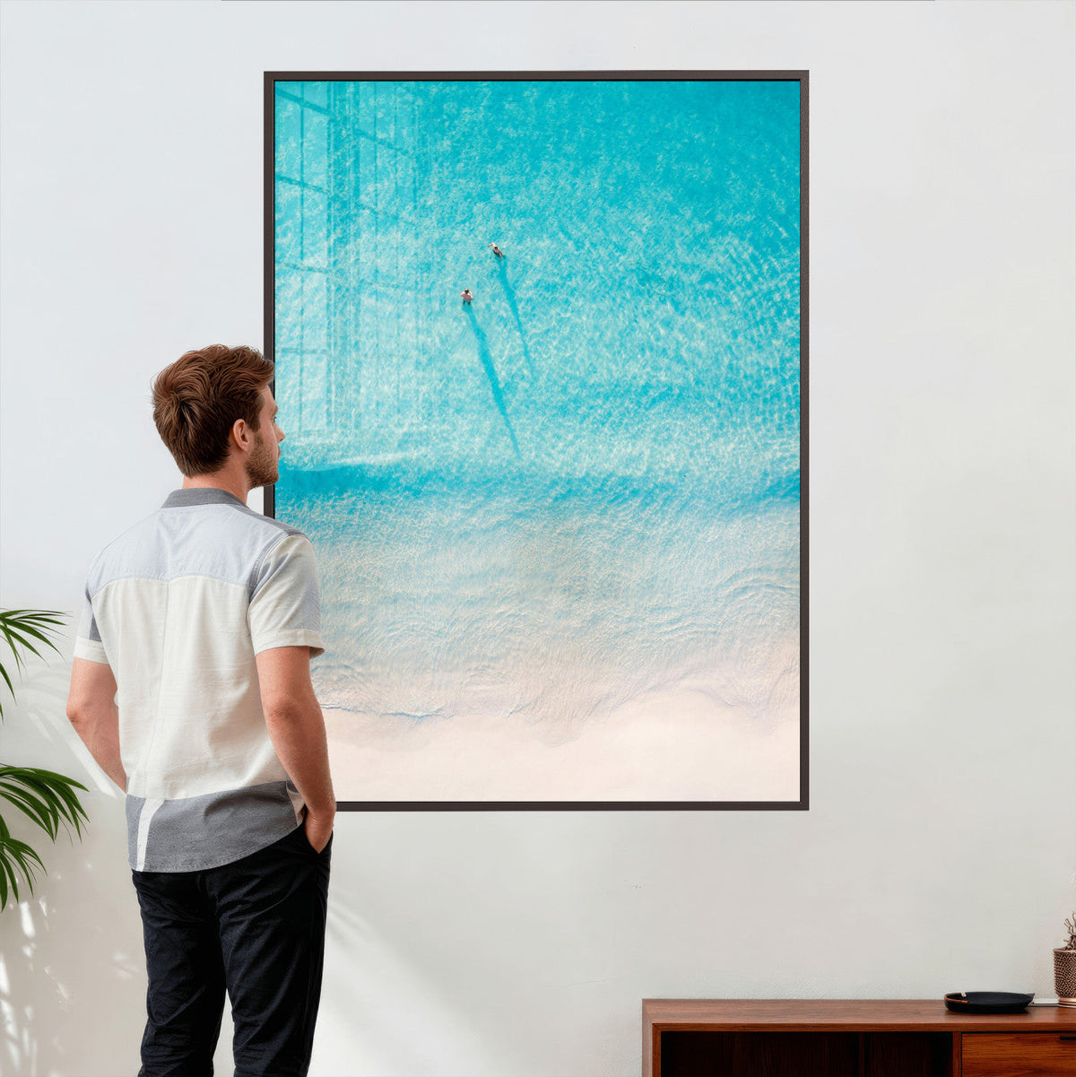 Aerial Turquoise Beach Wall Art Canvas Print – Minimal