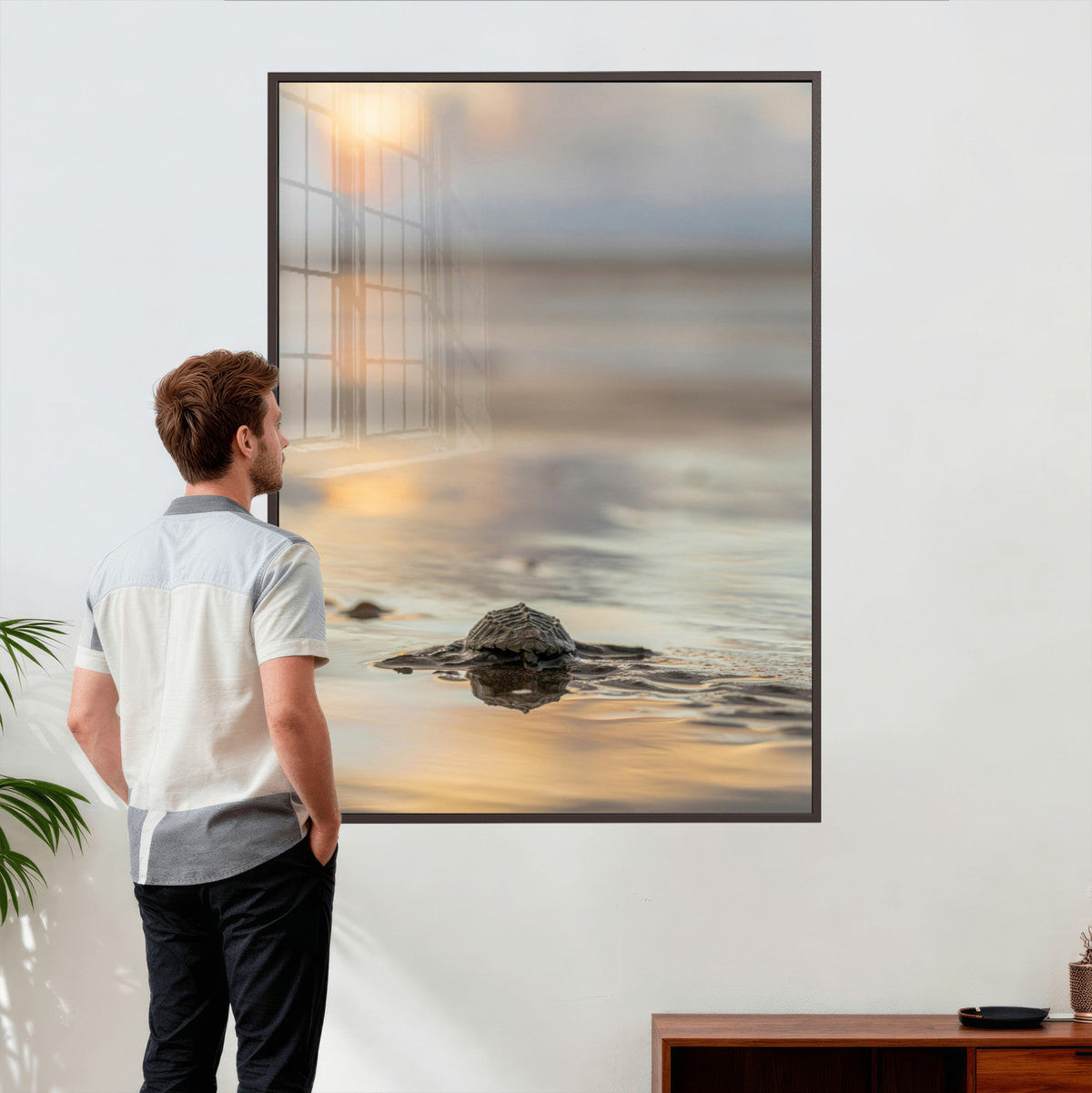 Sea Turtle Hatchling Wall Art Canvas Print – Soft Coastal