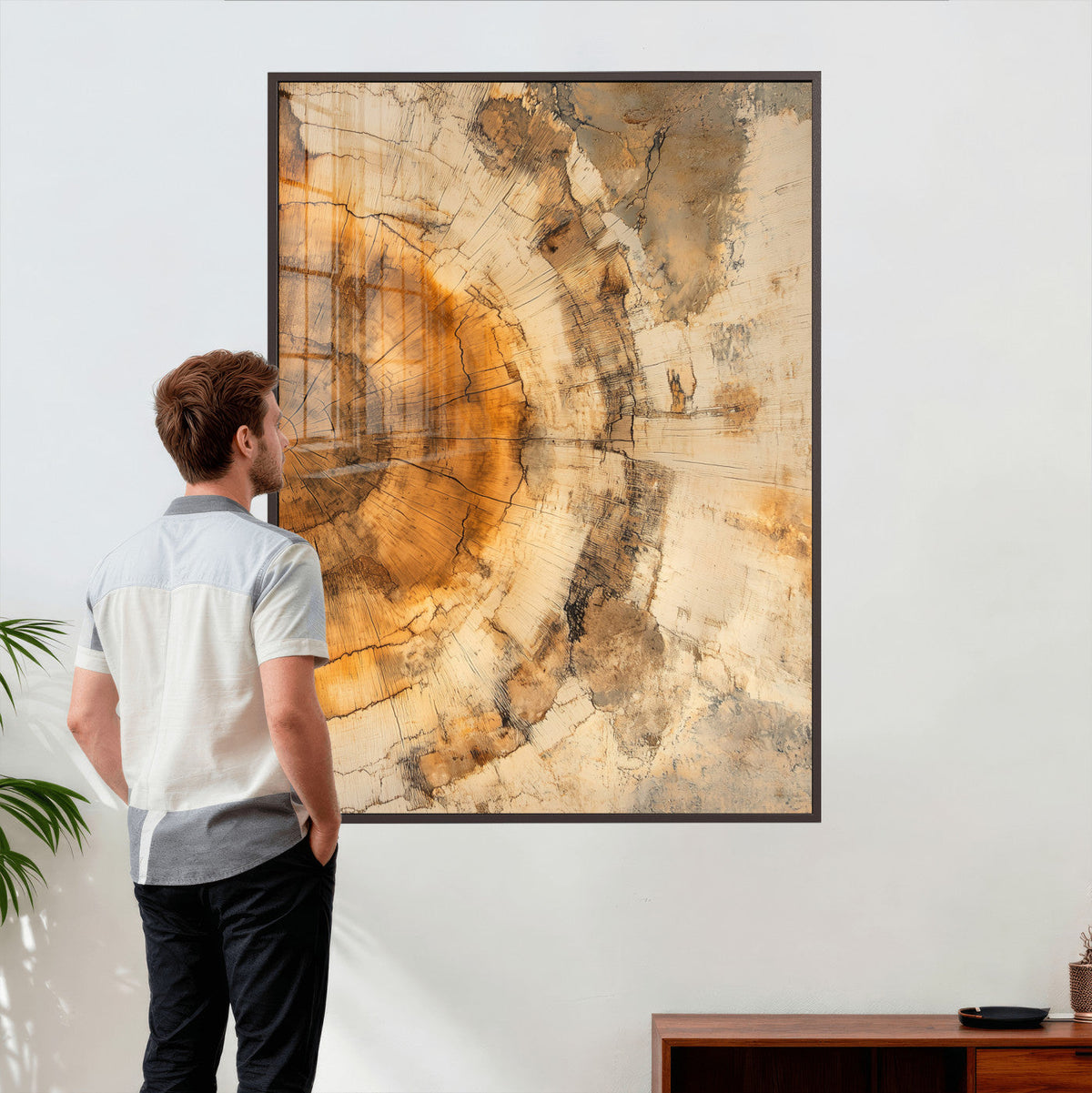 Abstract Wood Ring Wall Art Canvas Print – Natural Tree Ring