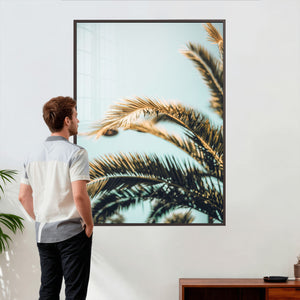 Palm Leaves Wall Art Canvas Print, Minimal Tropical Palm