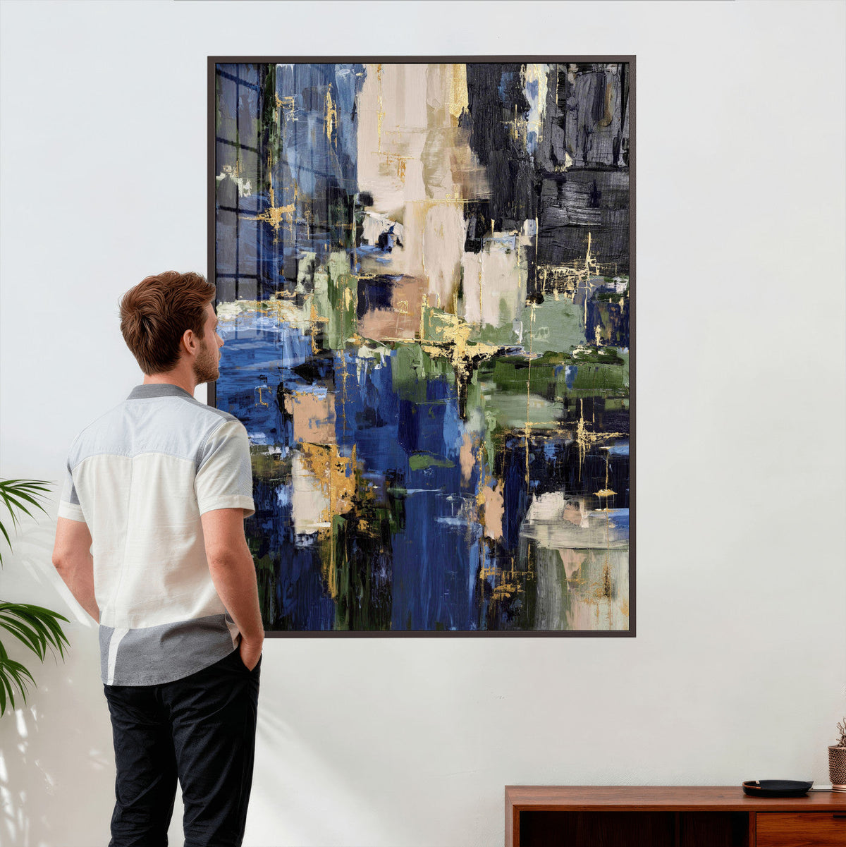 Abstract Dark Blue Wall Art Canvas Print