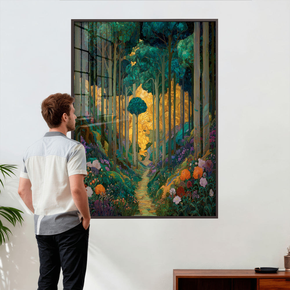 Gustav Klimt Style Forest Canvas Wall Art, Golden Forest