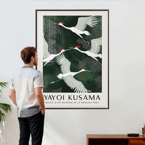 Yayoi Kusama Crane Bird Wall Art Canvas Print, Japanese