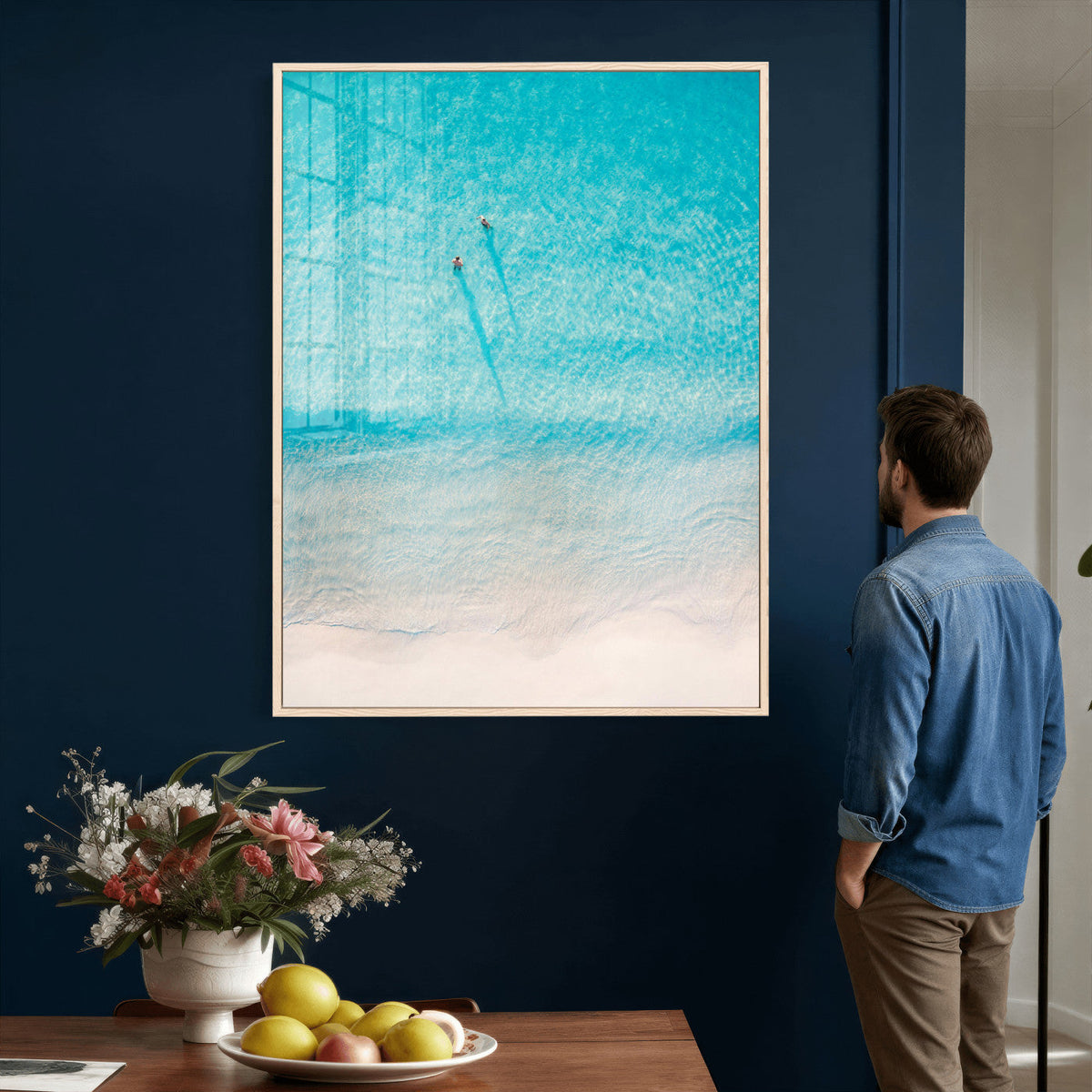 Aerial Turquoise Beach Wall Art Canvas Print – Minimal