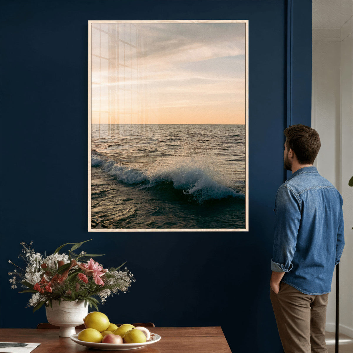 Ocean Wave Wall Art Canvas Print, Calm Coastal Nature