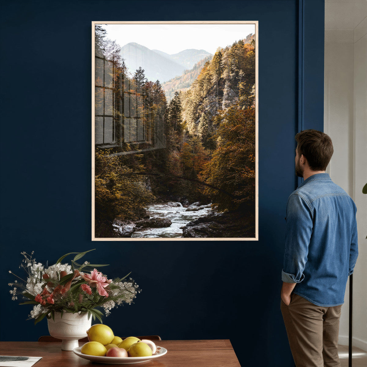 Autumn Forest Mountain Wall Art Canvas Print, Nature