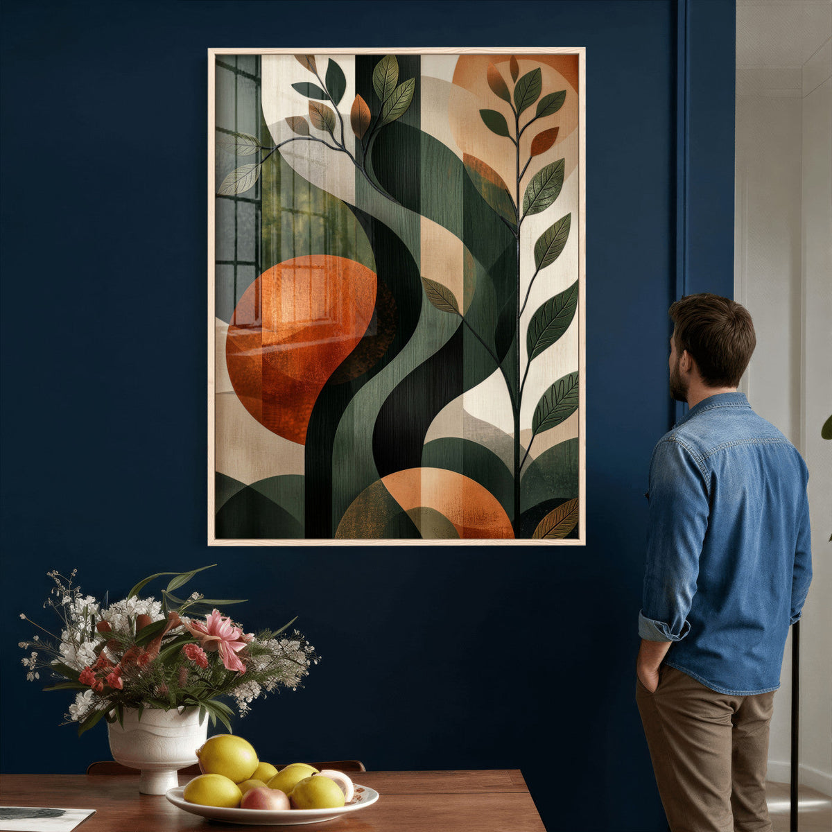 Abstract Green Flowers Wall Art Canvas Print