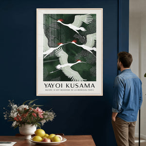 Yayoi Kusama Crane Bird Wall Art Canvas Print, Japanese