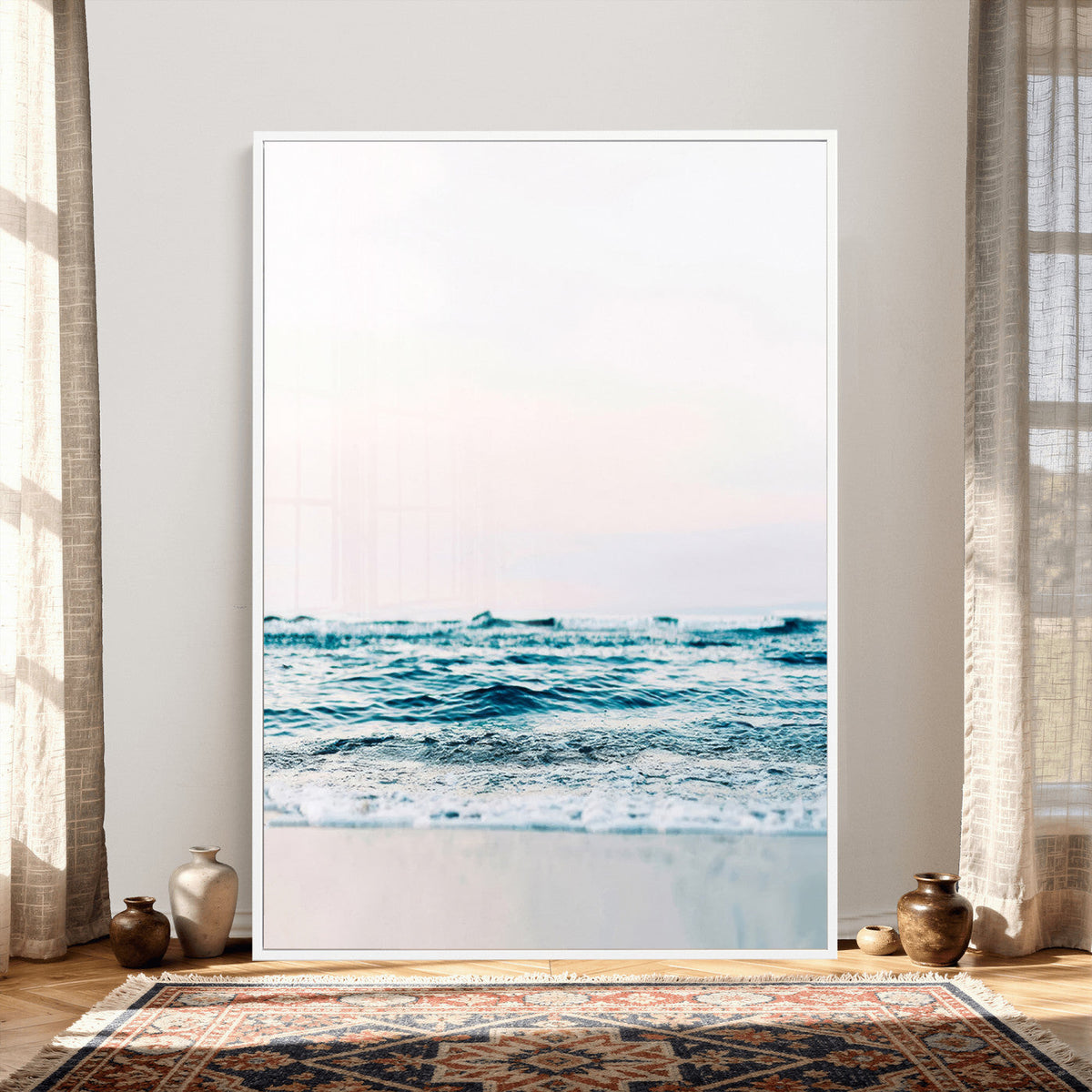 Minimal Ocean Wave Wall Art Canvas Print – Coastal Seascape
