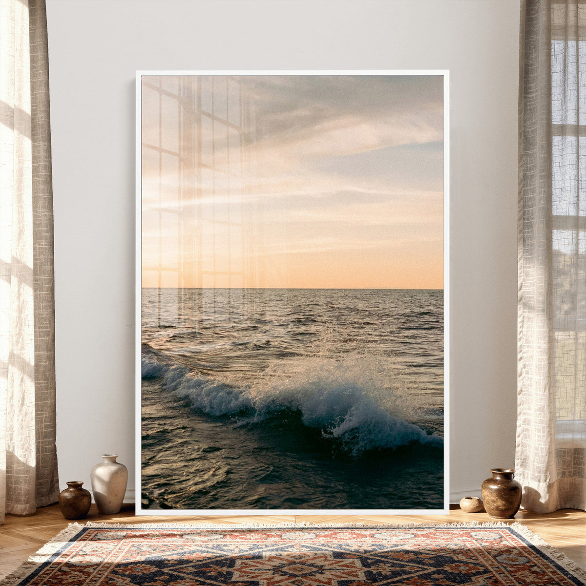 Ocean Wave Wall Art Canvas Print, Calm Coastal Nature