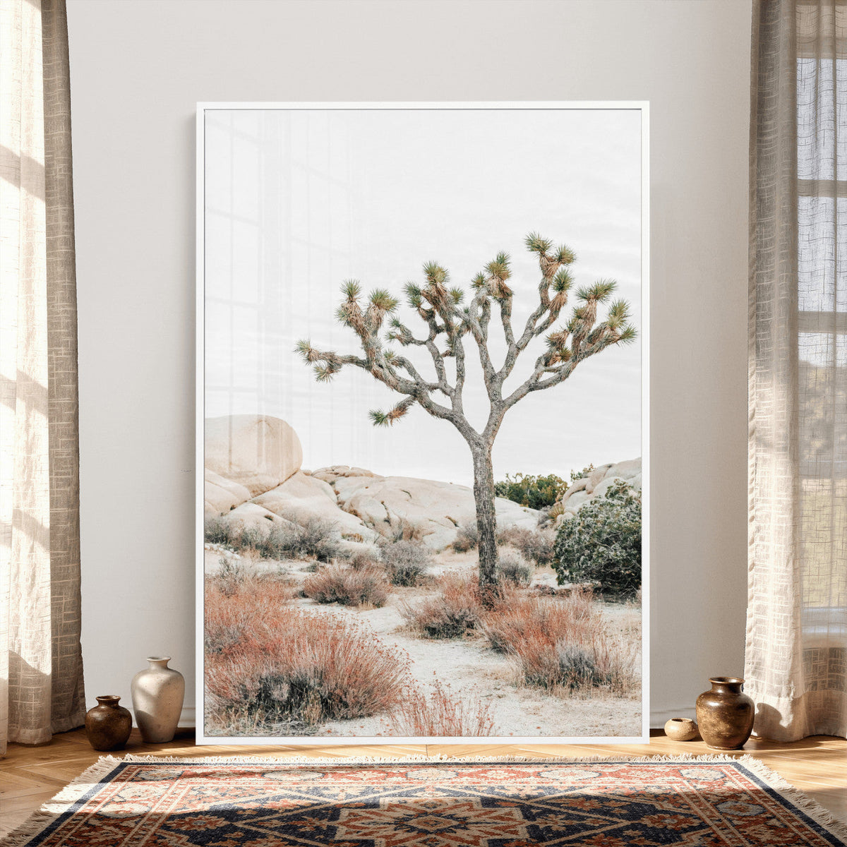 Joshua Tree Desert Wall Art Canvas Print, Minimal Southwest