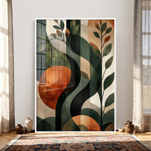 Abstract Green Flowers Wall Art Canvas Print
