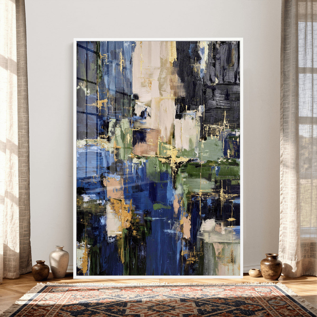 Abstract Dark Blue Wall Art Canvas Print