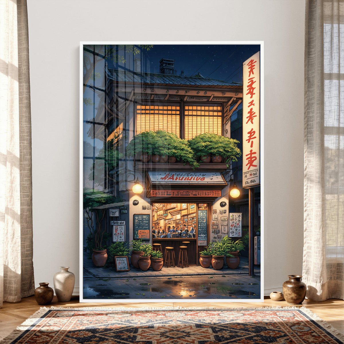 Evening at the Ramen Shop Canvas Wall Art — Japan Night