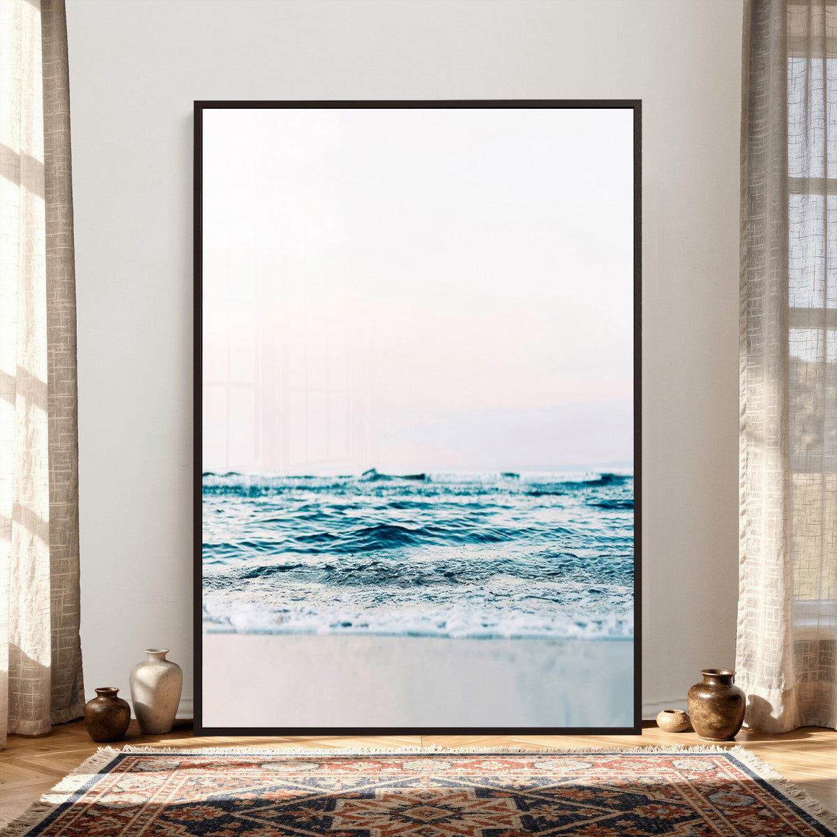 Minimal Ocean Wave Wall Art Canvas Print – Coastal Seascape