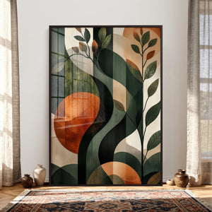 Abstract Green Flowers Wall Art Canvas Print
