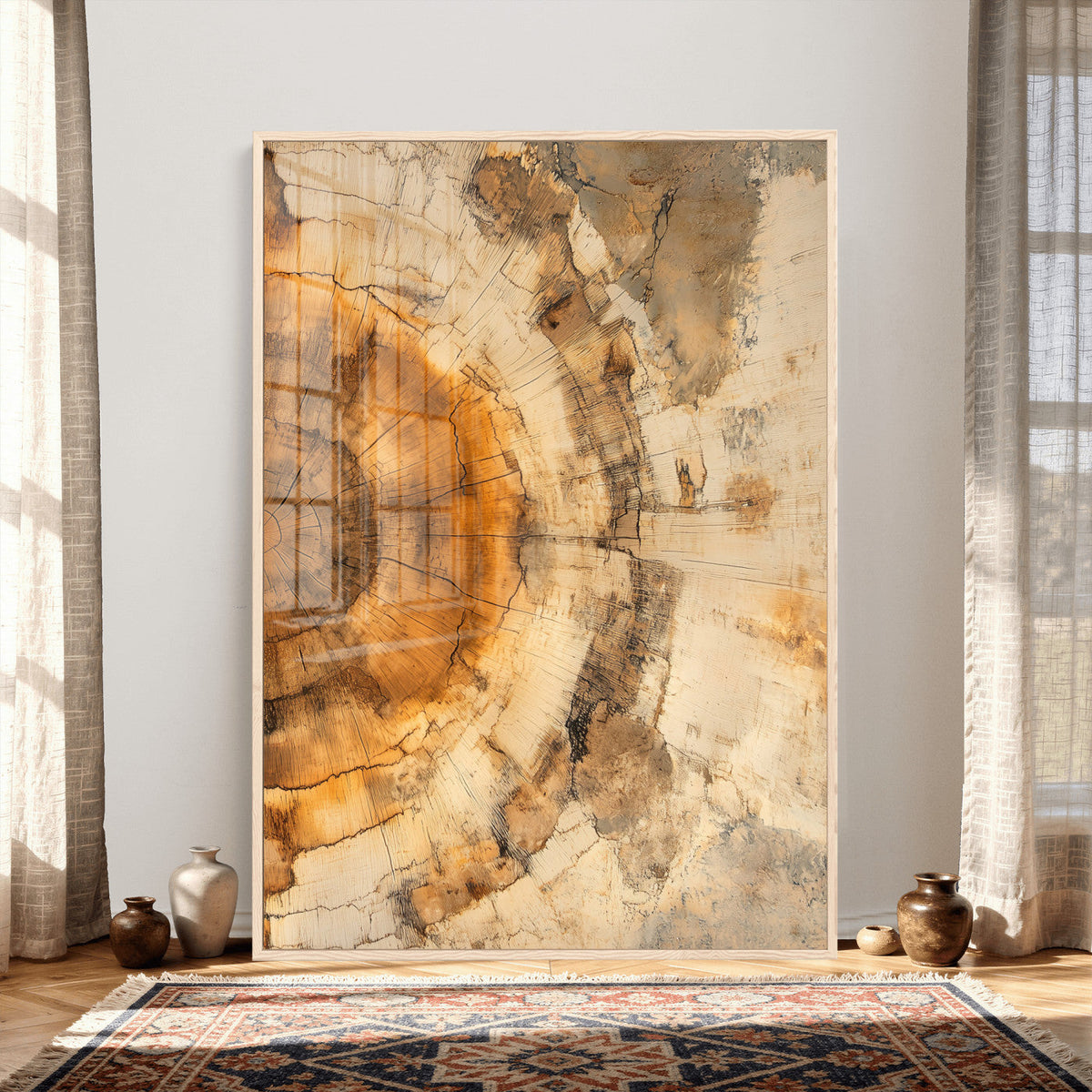Abstract Wood Ring Wall Art Canvas Print – Natural Tree Ring