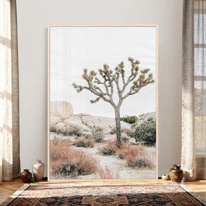 Joshua Tree Desert Wall Art Canvas Print, Minimal Southwest