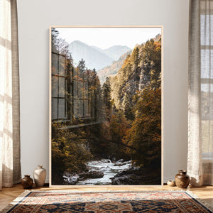 Autumn Forest Mountain Wall Art Canvas Print, Nature