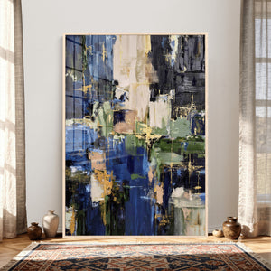 Abstract Dark Blue Wall Art Canvas Print
