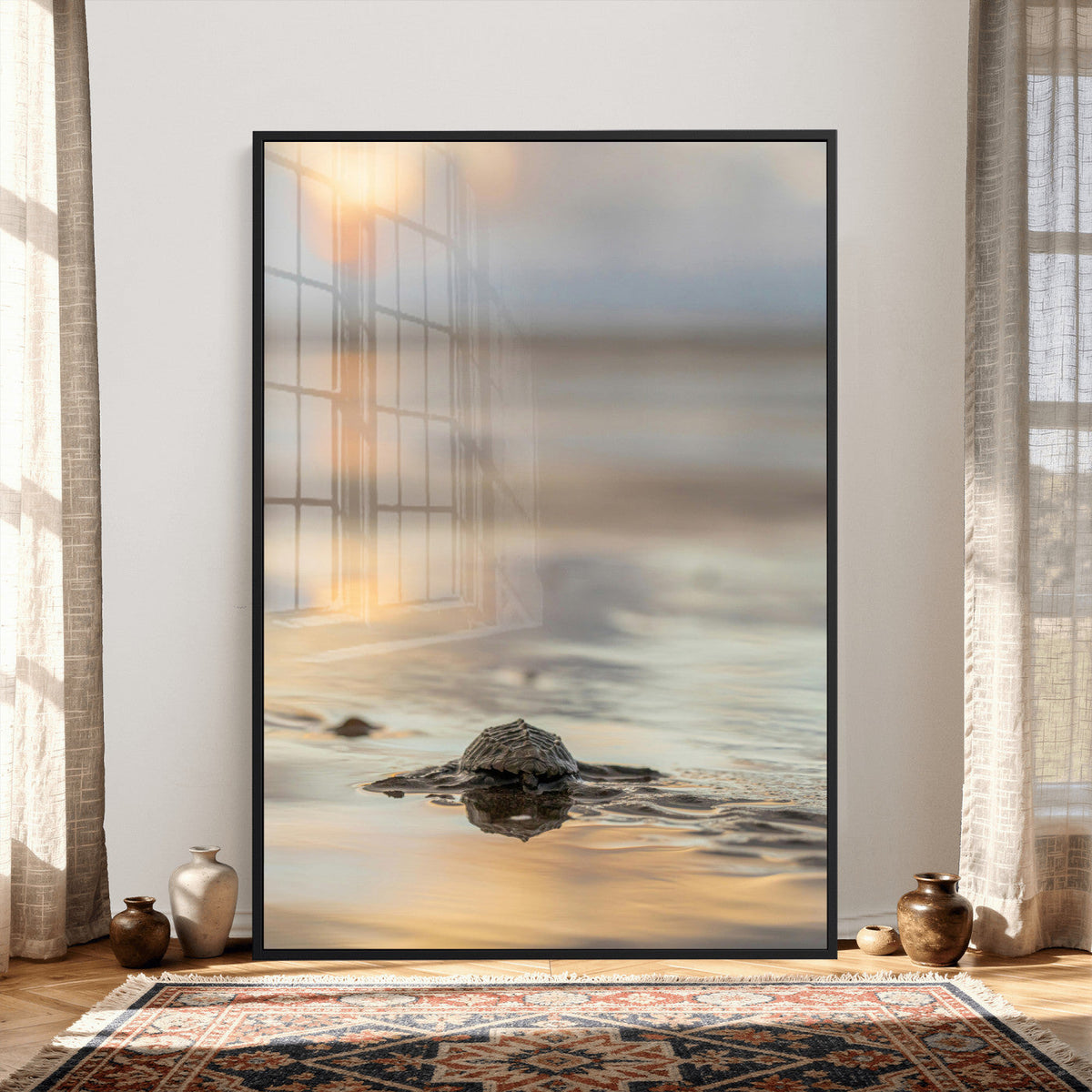 Sea Turtle Hatchling Wall Art Canvas Print – Soft Coastal