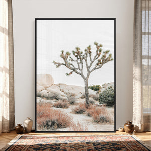 Joshua Tree Desert Wall Art Canvas Print, Minimal Southwest