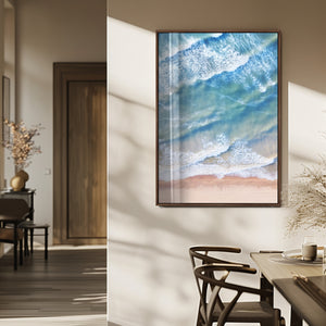 Aerial Ocean View Wall Art Canvas Print – Framed Soft Blue