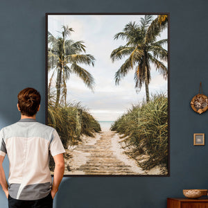 Tropical Palm Wall Art – Sandy Pathway Canvas Print, Ocean