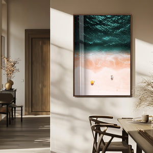 Aerial Serenity Wall Art Canvas Print – Gentle Waves Peach