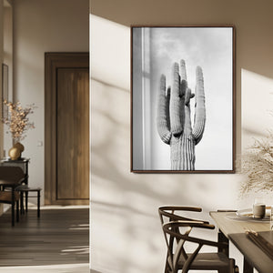 Saguaro Cactus Wall Art – Black and White Desert Canvas