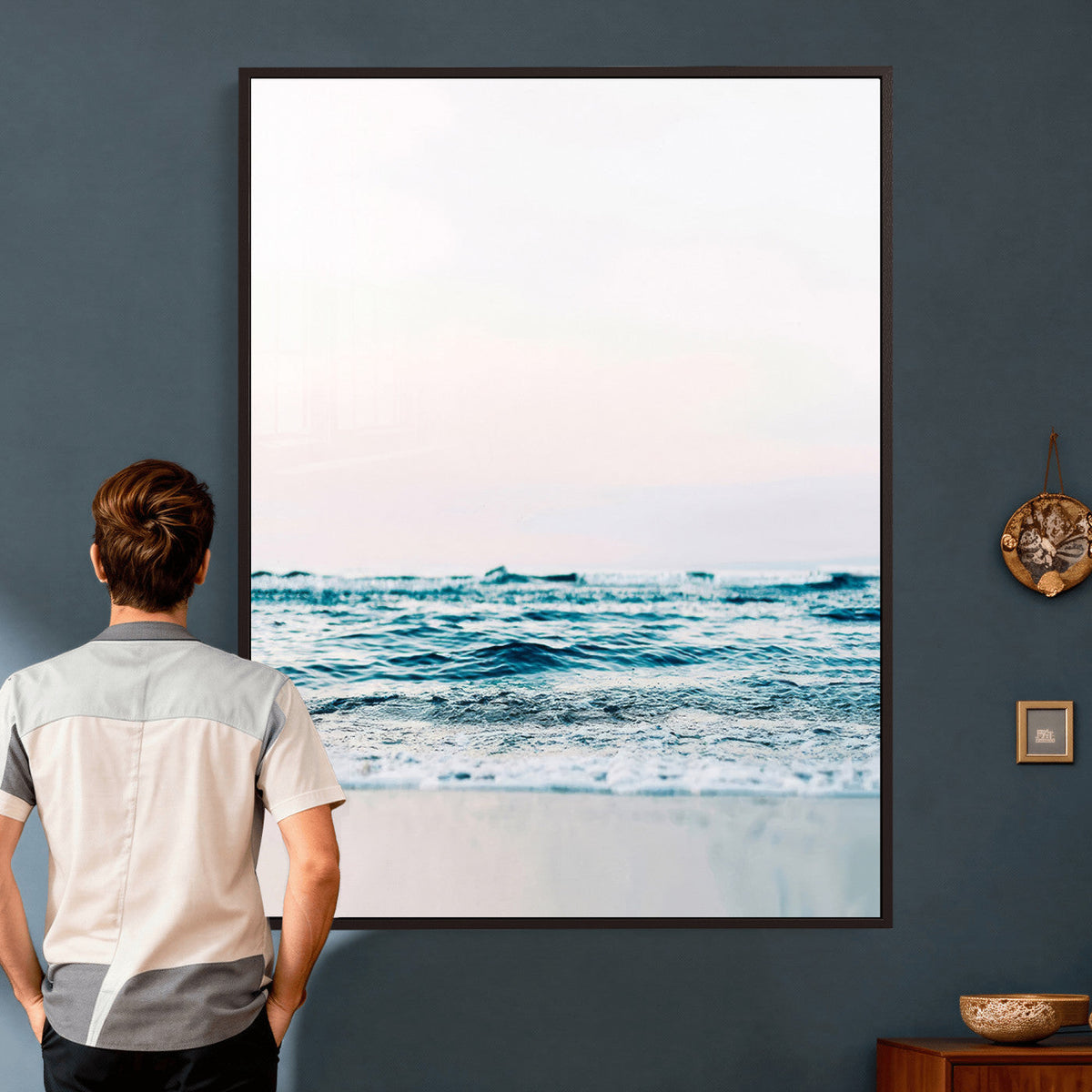 Minimal Ocean Wave Wall Art Canvas Print – Coastal Seascape