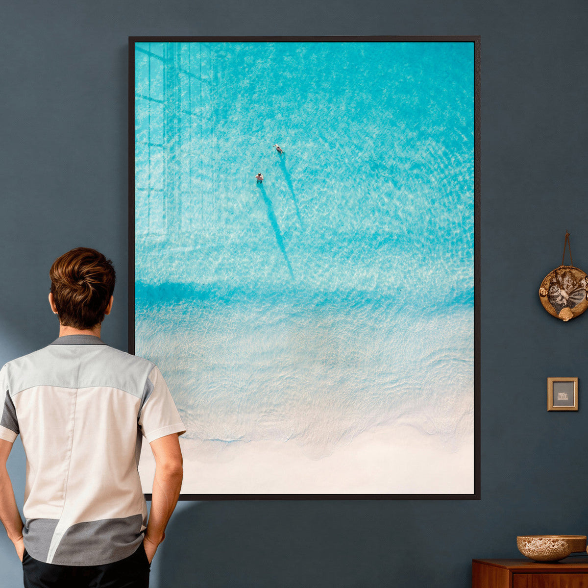 Aerial Turquoise Beach Wall Art Canvas Print – Minimal