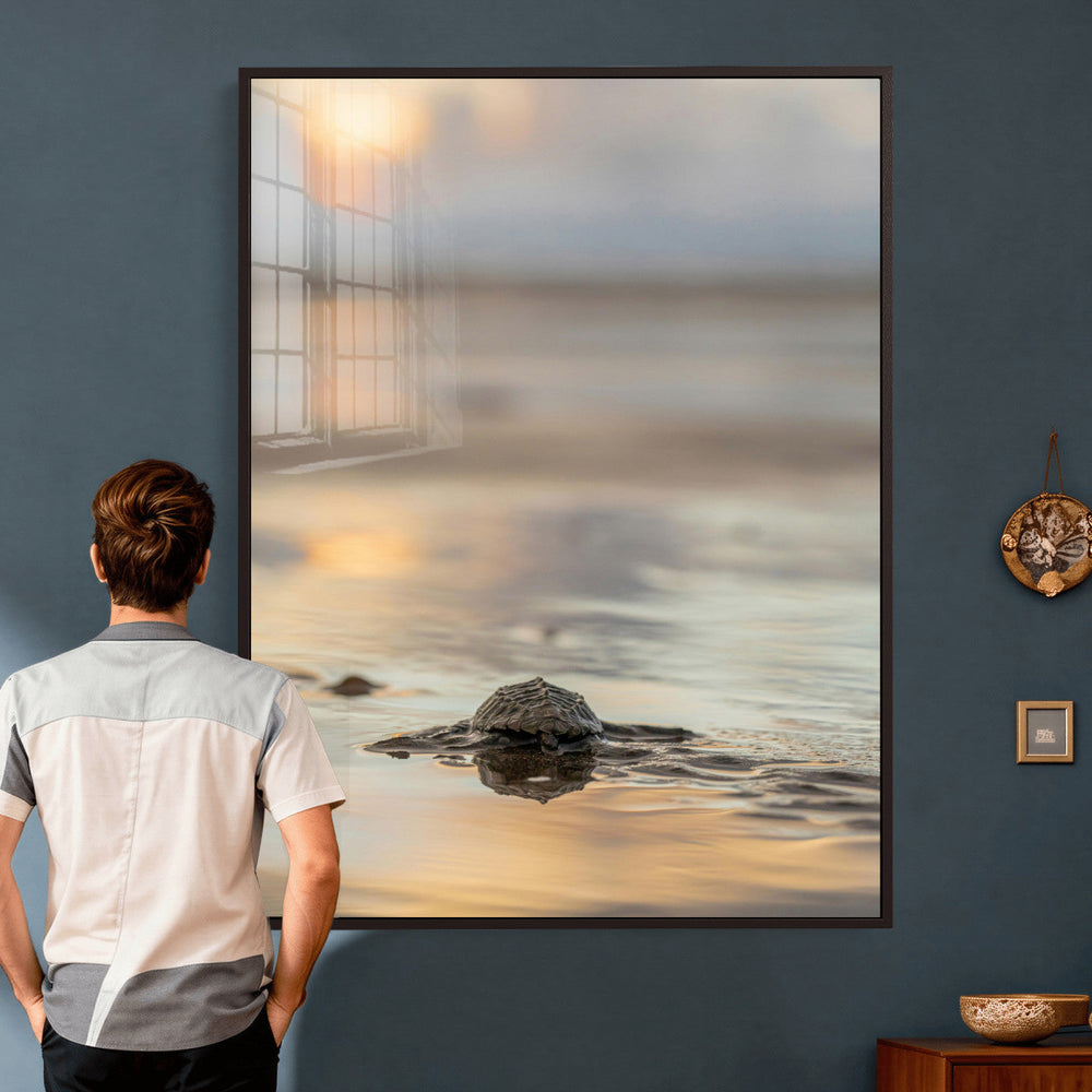 Sea Turtle Hatchling Wall Art Canvas Print – Soft Coastal