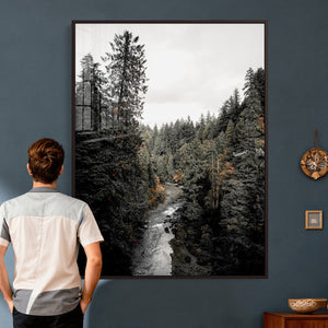 Moody Forest River Wall Art Canvas Print – Dark Evergreen