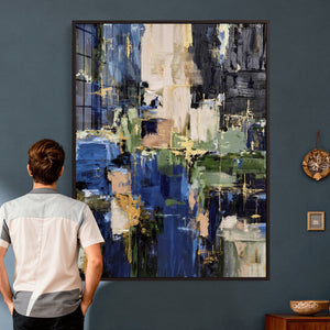Abstract Dark Blue Wall Art Canvas Print