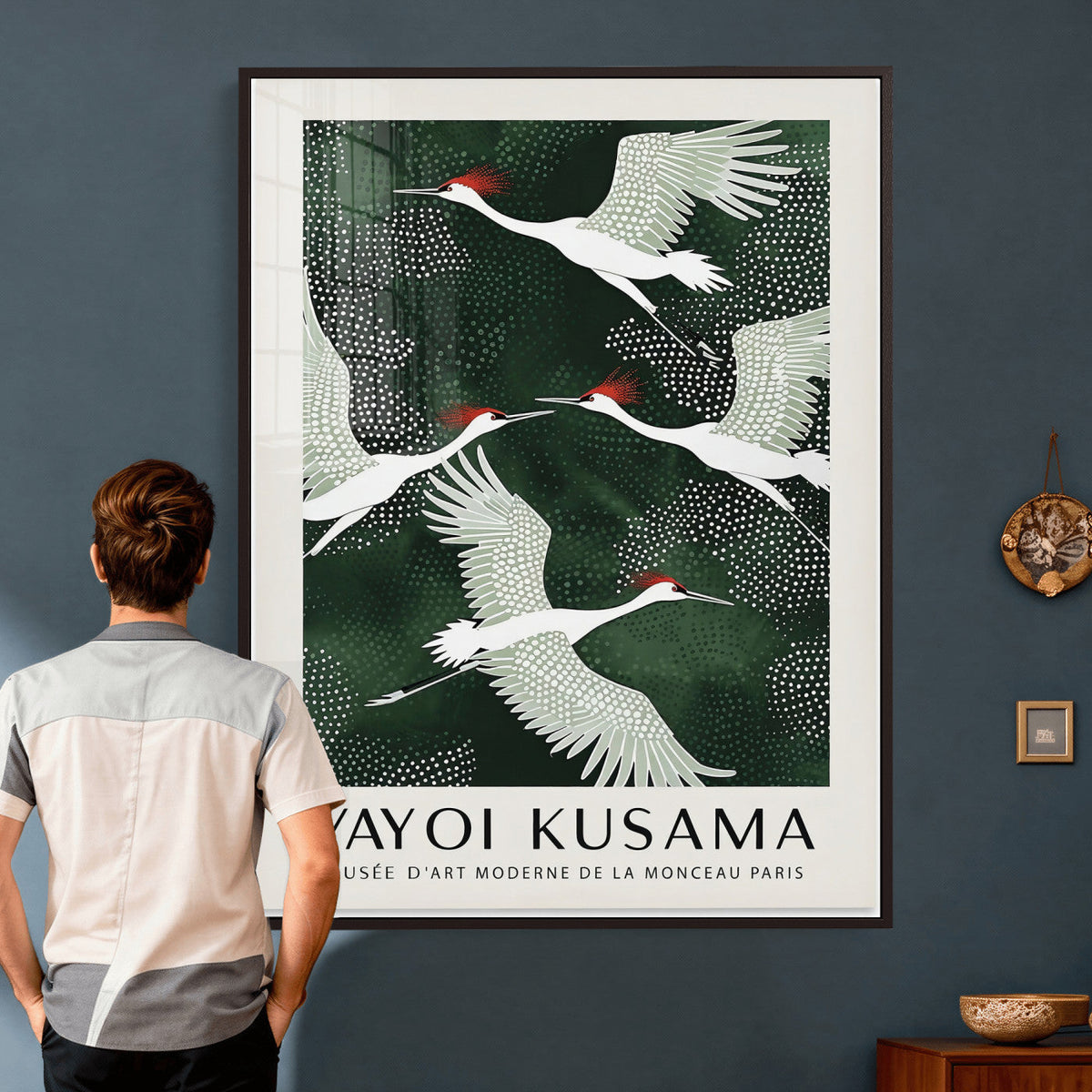Yayoi Kusama Crane Bird Wall Art Canvas Print, Japanese