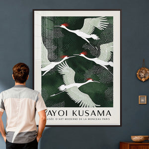 Yayoi Kusama Crane Bird Wall Art Canvas Print, Japanese