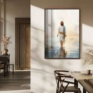 Jesus Walking on Water Wall Art Canvas Print, Christian Wall