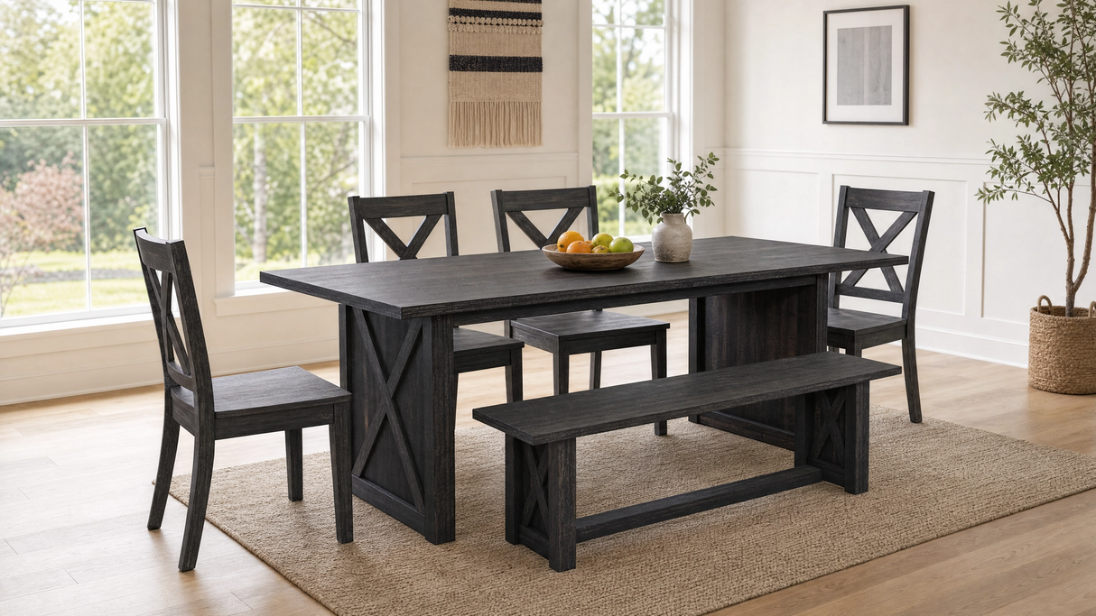 70.87" Farmhouse Large Dining Table for 6-8 People
