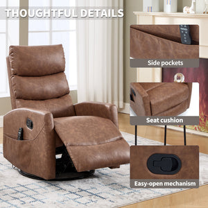Heat Massage Manual Recliner Chair with Rocker and Swivel