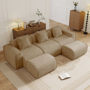 Streamlined Design Modular 3 Seat U Shape Sectional Boneless Sofa