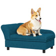 PawHut-Pet-Sofa,-Dog-Couch,-Elevated-Pet-Bed-for-Small-and-Medium-Dogs,-with-Hidden-Storage,-Soft-Tufted-Cushion,-Dark-Blue-Pet-Supplies